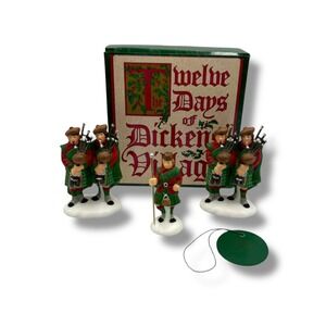 Dept 56 Ten Pipers Piping Dickens Village Christmas Green 58386 Porcelain